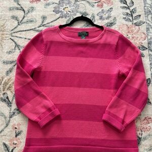 Ralph Lauren Women’s Sweater Boat Neck Pink Colorblock Preppy Stripe